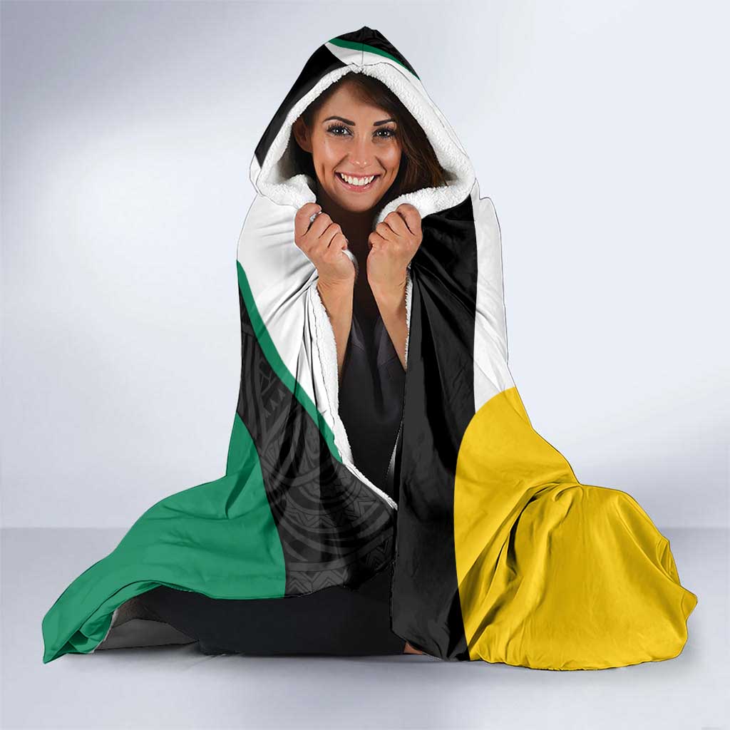 Personalised PNG Enga Province Hooded Blanket Bird of Paradise Tattoo Flag Motif LT9 - Polynesian Pride