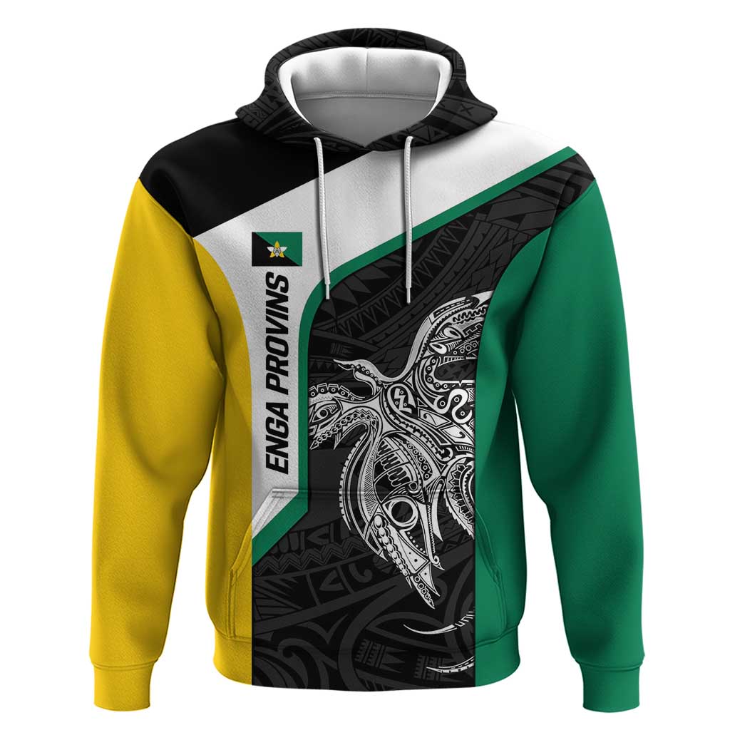 Personalised PNG Enga Province Hoodie Bird of Paradise Tattoo Flag Motif LT9 Pullover Hoodie Green - Polynesian Pride