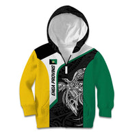 Personalised PNG Enga Province Kid Hoodie Bird of Paradise Tattoo Flag Motif LT9 Zip Hoodie Green - Polynesian Pride