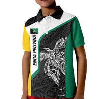 Personalised PNG Enga Province Kid Polo Shirt Bird of Paradise Tattoo Flag Motif LT9 Kid Green - Polynesian Pride