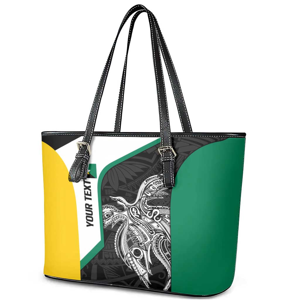Personalised PNG Enga Province Leather Tote Bag Bird of Paradise Tattoo Flag Motif LT9 - Polynesian Pride