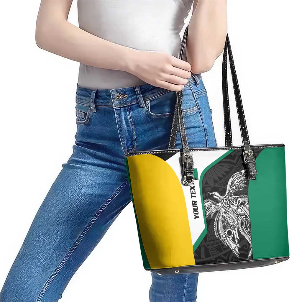 Personalised PNG Enga Province Leather Tote Bag Bird of Paradise Tattoo Flag Motif LT9 - Polynesian Pride