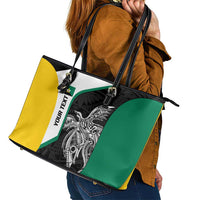 Personalised PNG Enga Province Leather Tote Bag Bird of Paradise Tattoo Flag Motif LT9 - Polynesian Pride