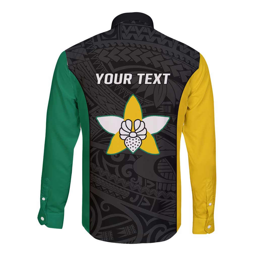 Personalised PNG Enga Province Long Sleeve Button Shirt Bird of Paradise Tattoo Flag Motif LT9 - Polynesian Pride
