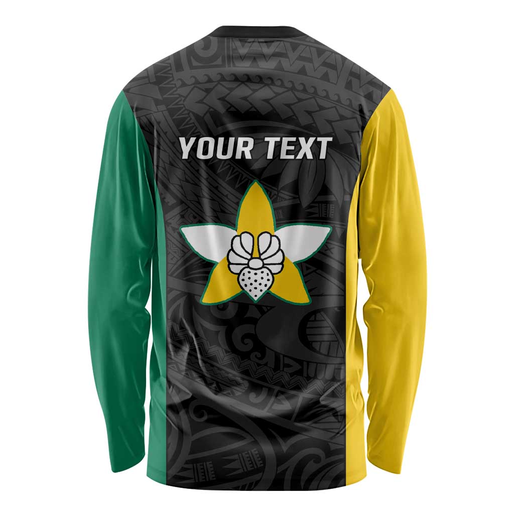 Personalised PNG Enga Province Long Sleeve Shirt Bird of Paradise Tattoo Flag Motif LT9 - Polynesian Pride