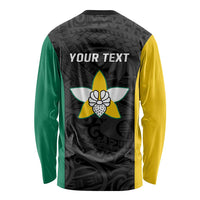 Personalised PNG Enga Province Long Sleeve Shirt Bird of Paradise Tattoo Flag Motif LT9 - Polynesian Pride
