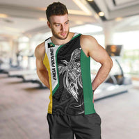 Personalised PNG Enga Province Men Tank Top Bird of Paradise Tattoo Flag Motif LT9 Green - Polynesian Pride