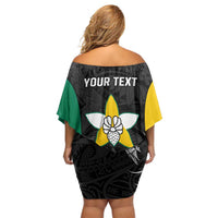 Personalised PNG Enga Province Off Shoulder Short Dress Bird of Paradise Tattoo Flag Motif LT9 - Polynesian Pride