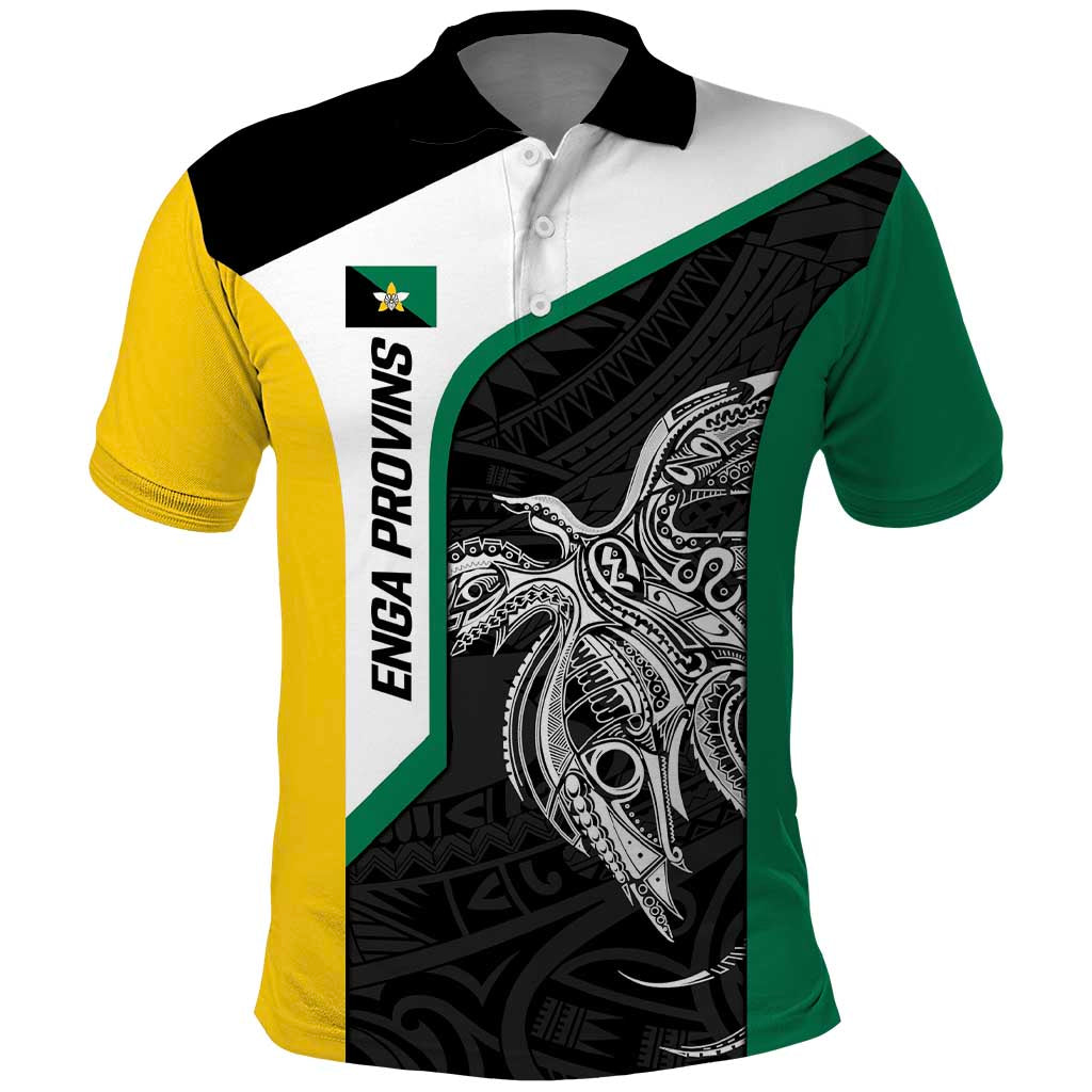 Personalised PNG Enga Province Polo Shirt Bird of Paradise Tattoo Flag Motif LT9 Green - Polynesian Pride