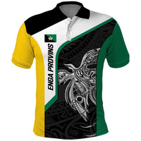 Personalised PNG Enga Province Polo Shirt Bird of Paradise Tattoo Flag Motif LT9 Green - Polynesian Pride