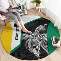Personalised PNG Enga Province Round Carpet Bird of Paradise Tattoo Flag Motif LT9 - Polynesian Pride