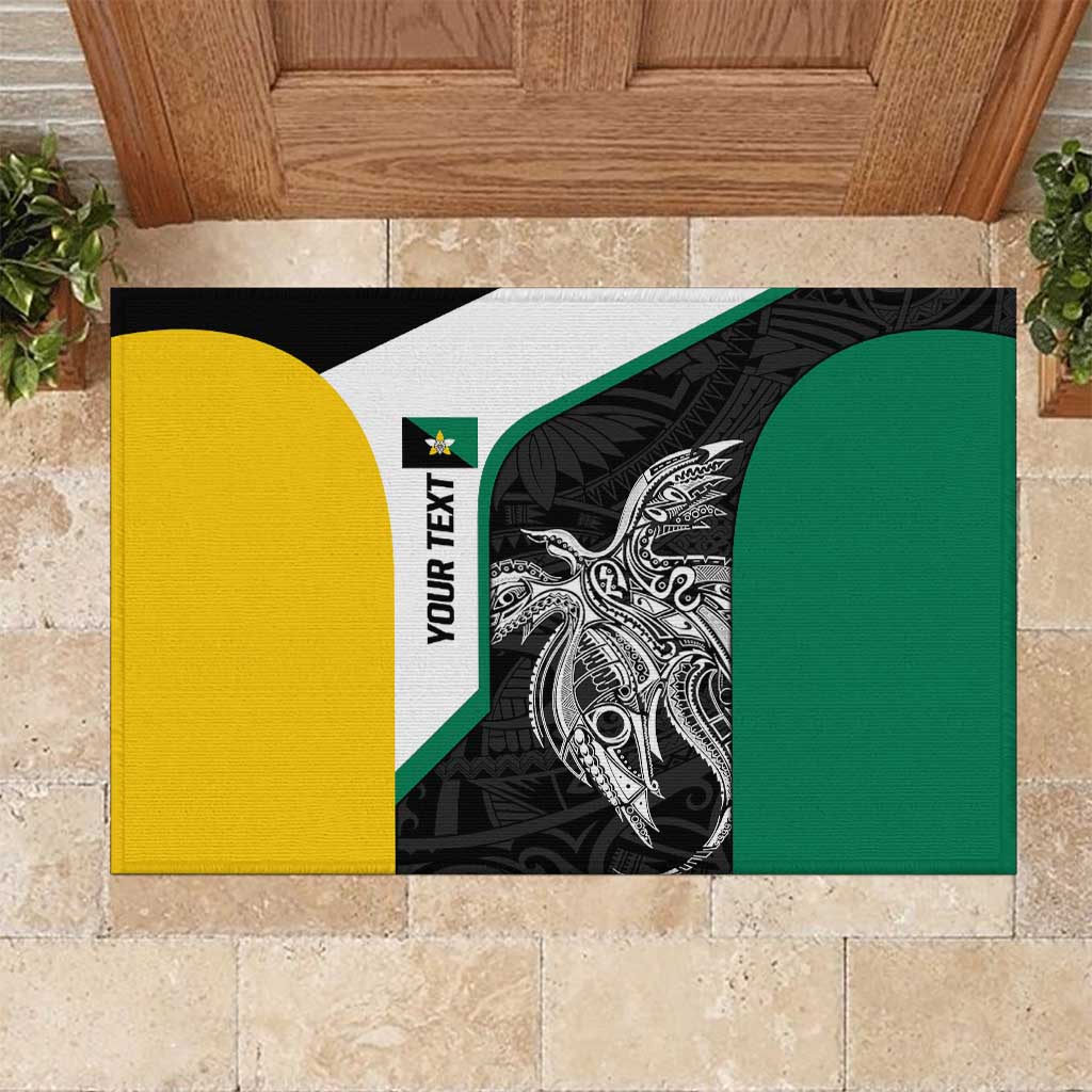 Personalised PNG Enga Province Rubber Doormat Bird of Paradise Tattoo Flag Motif LT9 Green - Polynesian Pride