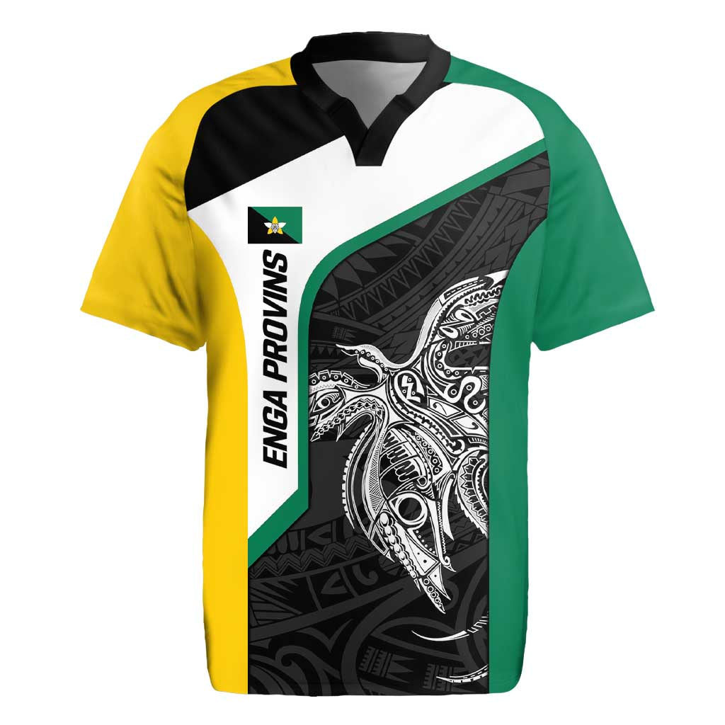 Personalised PNG Enga Province Rugby Jersey Bird of Paradise Tattoo Flag Motif LT9 Green - Polynesian Pride