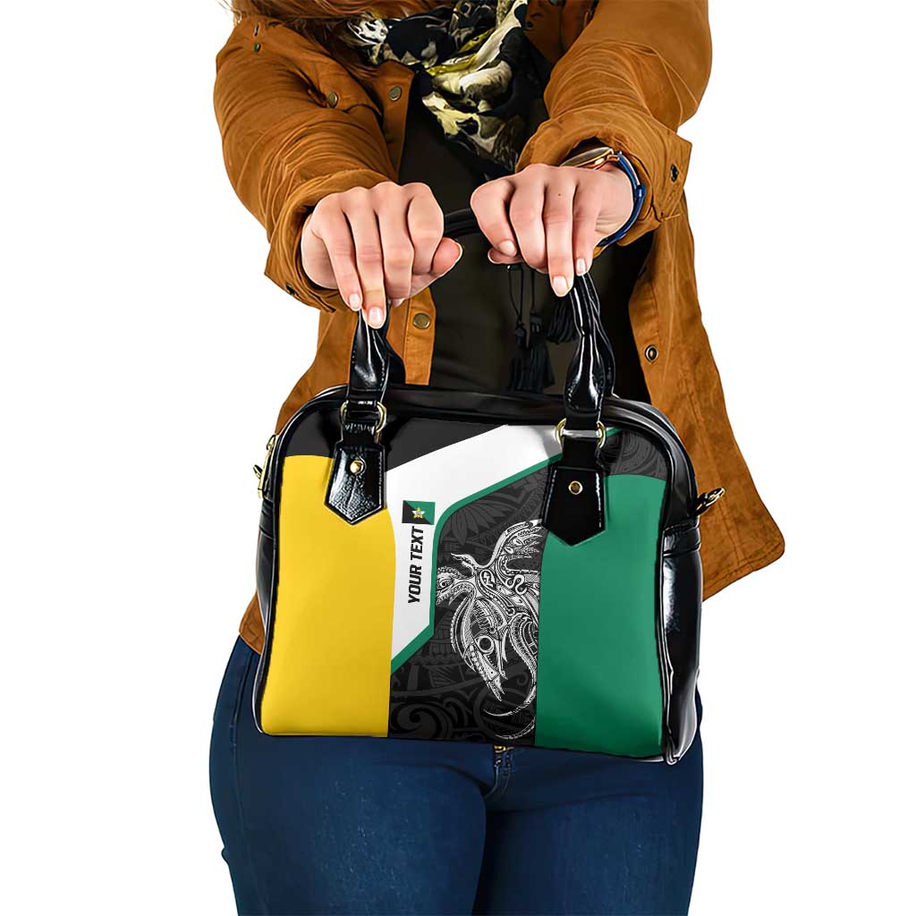 Personalised PNG Enga Province Shoulder Handbag Bird of Paradise Tattoo Flag Motif LT9 One Size Green - Polynesian Pride