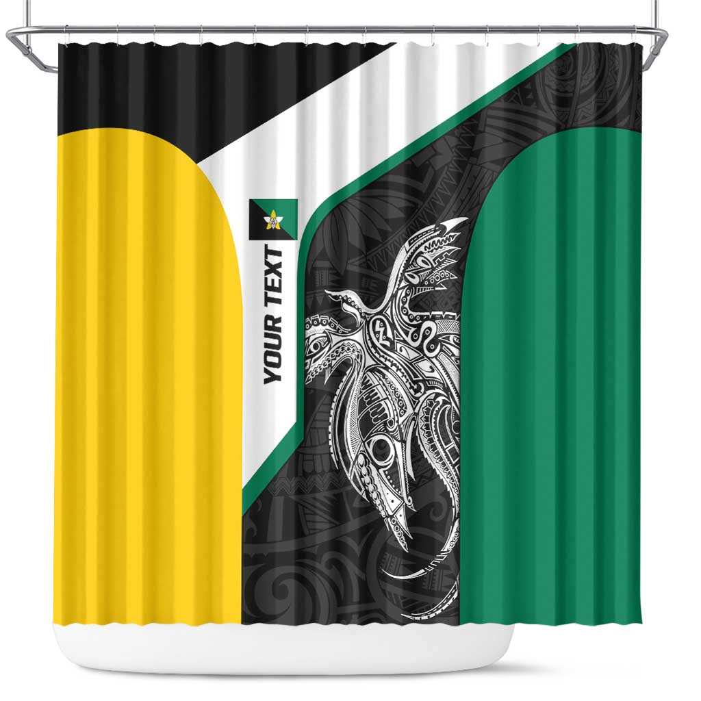Personalised PNG Enga Province Shower Curtain Bird of Paradise Tattoo Flag Motif LT9 Green - Polynesian Pride