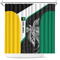 Personalised PNG Enga Province Shower Curtain Bird of Paradise Tattoo Flag Motif LT9 Green - Polynesian Pride