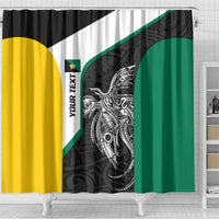 Personalised PNG Enga Province Shower Curtain Bird of Paradise Tattoo Flag Motif LT9 - Polynesian Pride