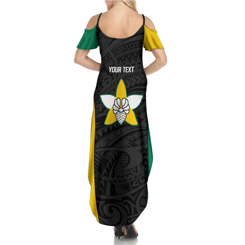 Personalised PNG Enga Province Summer Maxi Dress Bird of Paradise Tattoo Flag Motif LT9 - Polynesian Pride