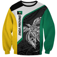 Personalised PNG Enga Province Sweatshirt Bird of Paradise Tattoo Flag Motif LT9 Unisex Green - Polynesian Pride