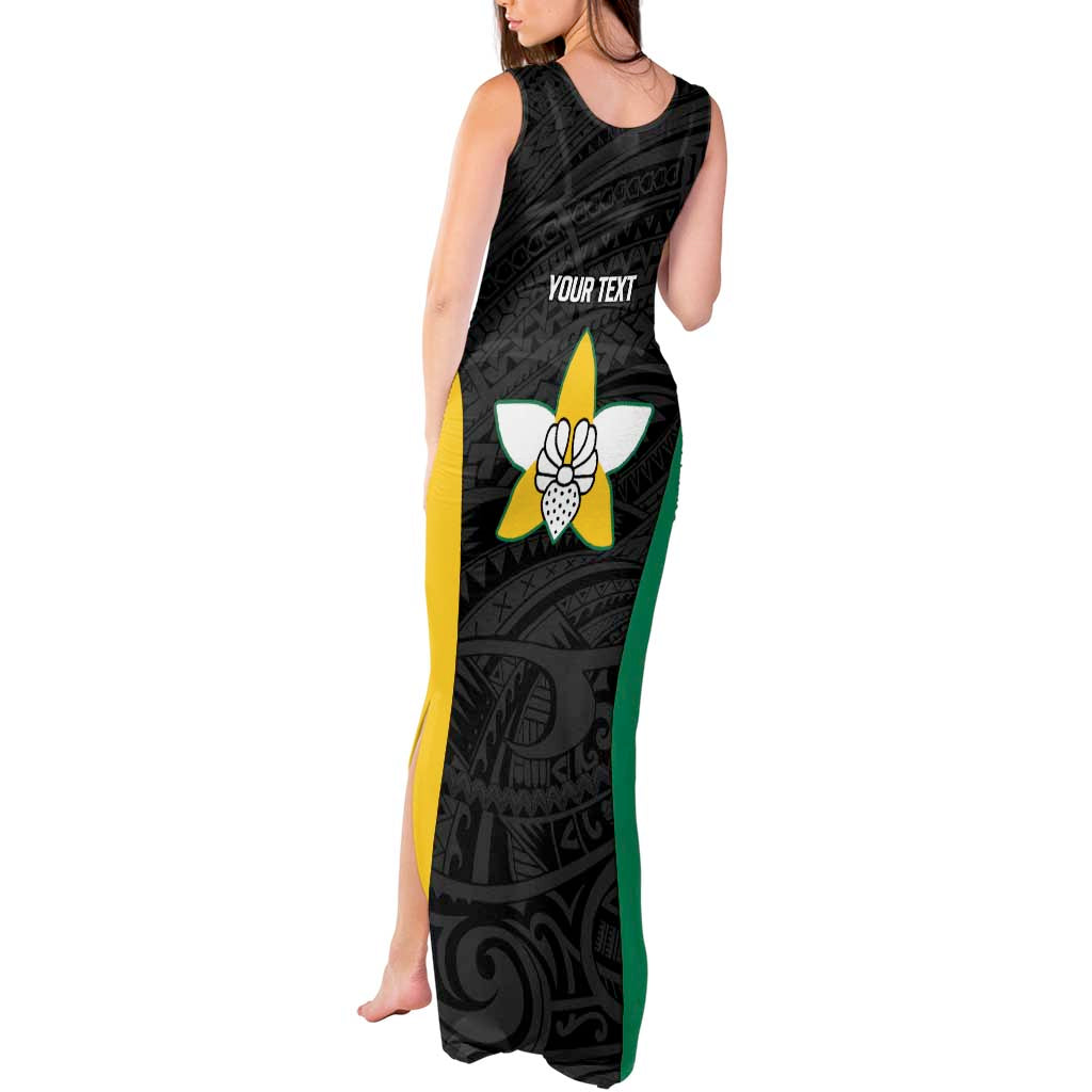 Personalised PNG Enga Province Tank Maxi Dress Bird of Paradise Tattoo Flag Motif LT9 - Polynesian Pride