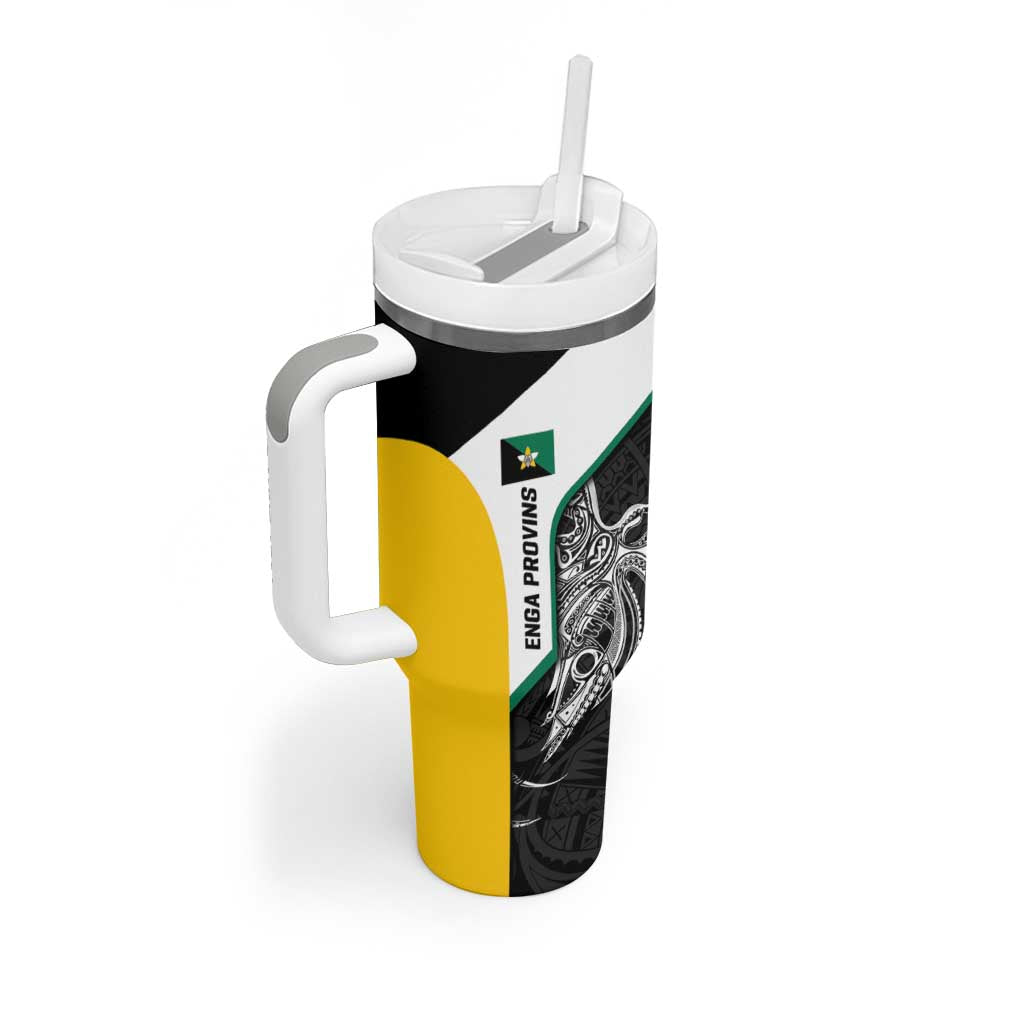 Personalised PNG Enga Province Tumbler With Handle Bird of Paradise Tattoo Flag Motif LT9 - Polynesian Pride