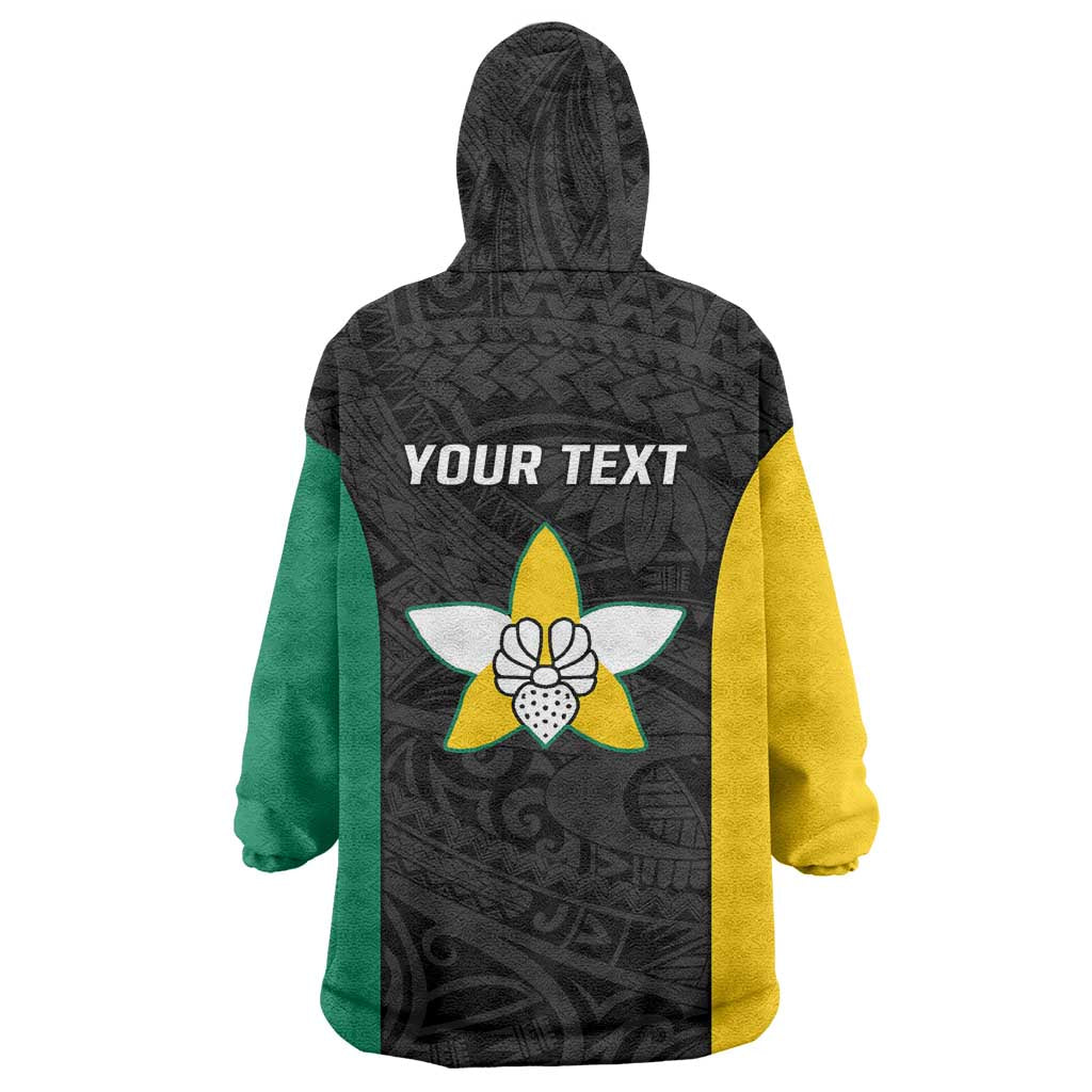 Personalised PNG Enga Province Wearable Blanket Hoodie Bird of Paradise Tattoo Flag Motif LT9 - Polynesian Pride