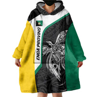 Personalised PNG Enga Province Wearable Blanket Hoodie Bird of Paradise Tattoo Flag Motif LT9 - Polynesian Pride