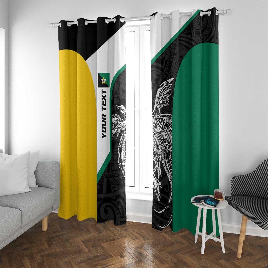 Personalised PNG Enga Province Window Curtain Bird of Paradise Tattoo Flag Motif LT9 With Grommets Green - Polynesian Pride