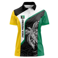 Personalised PNG Enga Province Women Polo Shirt Bird of Paradise Tattoo Flag Motif LT9 Female Green - Polynesian Pride