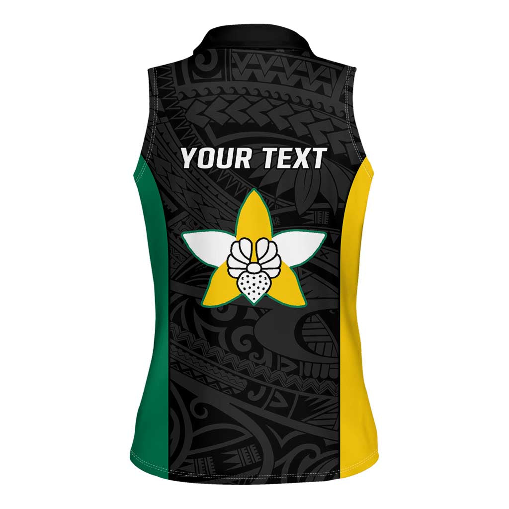 Personalised PNG Enga Province Women Sleeveless Polo Shirt Bird of Paradise Tattoo Flag Motif LT9 - Polynesian Pride