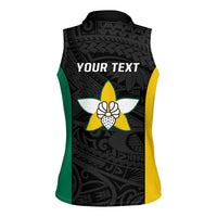 Personalised PNG Enga Province Women Sleeveless Polo Shirt Bird of Paradise Tattoo Flag Motif LT9 - Polynesian Pride