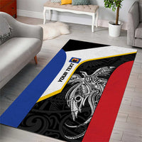 Personalised PNG Gulf Province Area Rug Bird of Paradise Tattoo Flag Motif LT9 - Polynesian Pride
