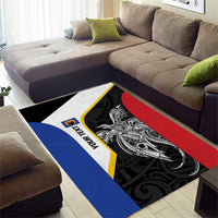 Personalised PNG Gulf Province Area Rug Bird of Paradise Tattoo Flag Motif LT9 - Polynesian Pride