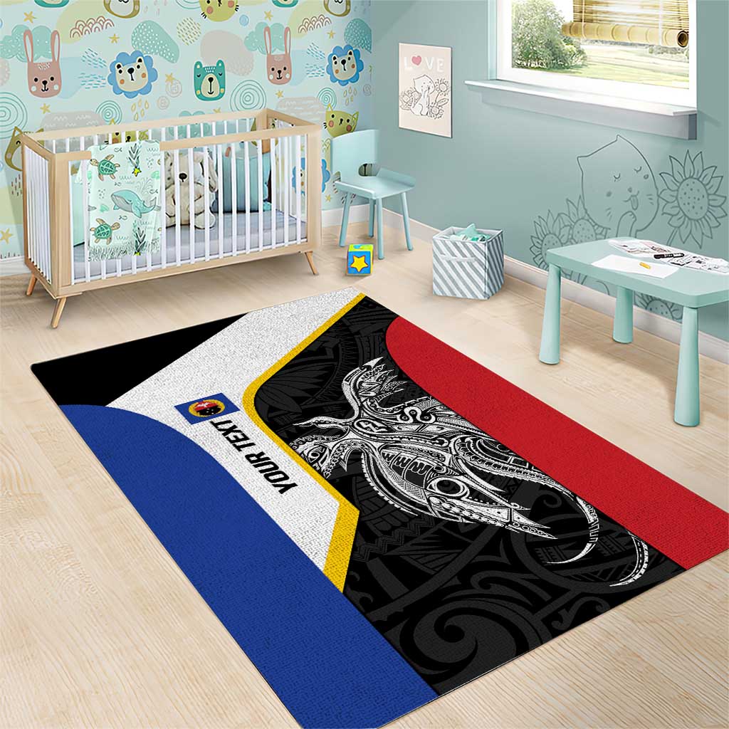 Personalised PNG Gulf Province Area Rug Bird of Paradise Tattoo Flag Motif LT9 - Polynesian Pride