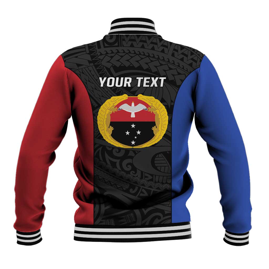 Personalised PNG Gulf Province Baseball Jacket Bird of Paradise Tattoo Flag Motif LT9 - Polynesian Pride