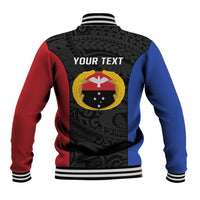 Personalised PNG Gulf Province Baseball Jacket Bird of Paradise Tattoo Flag Motif LT9 - Polynesian Pride