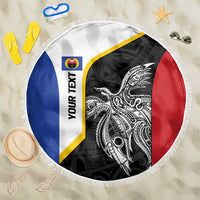 Personalised PNG Gulf Province Beach Blanket Bird of Paradise Tattoo Flag Motif LT9 One Size 150cm Black - Polynesian Pride