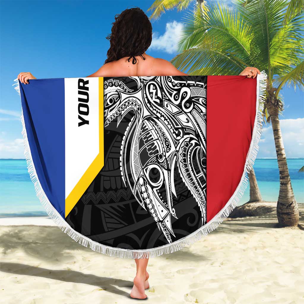 Personalised PNG Gulf Province Beach Blanket Bird of Paradise Tattoo Flag Motif LT9 - Polynesian Pride