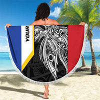 Personalised PNG Gulf Province Beach Blanket Bird of Paradise Tattoo Flag Motif LT9 - Polynesian Pride