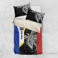 Personalised PNG Gulf Province Bedding Set Bird of Paradise Tattoo Flag Motif LT9 US Twin 172cm x 218cm Black - Polynesian Pride