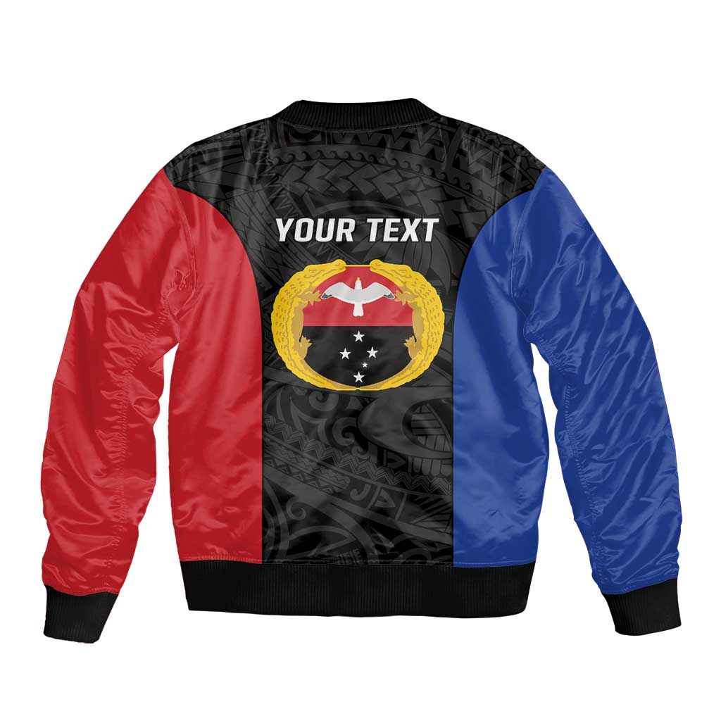 Personalised PNG Gulf Province Bomber Jacket Bird of Paradise Tattoo Flag Motif LT9 - Polynesian Pride