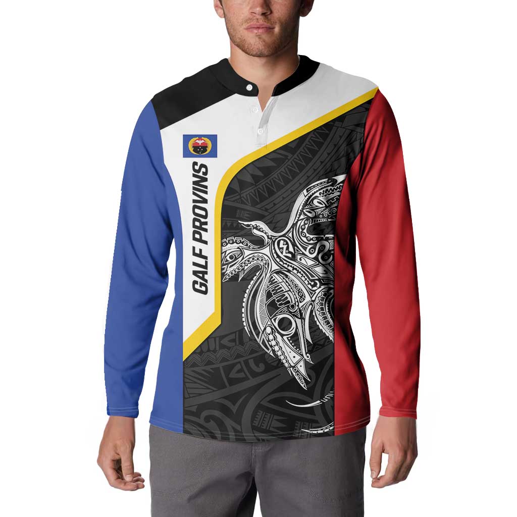 Personalised PNG Gulf Province Button Sweatshirt Bird of Paradise Tattoo Flag Motif LT9 - Polynesian Pride