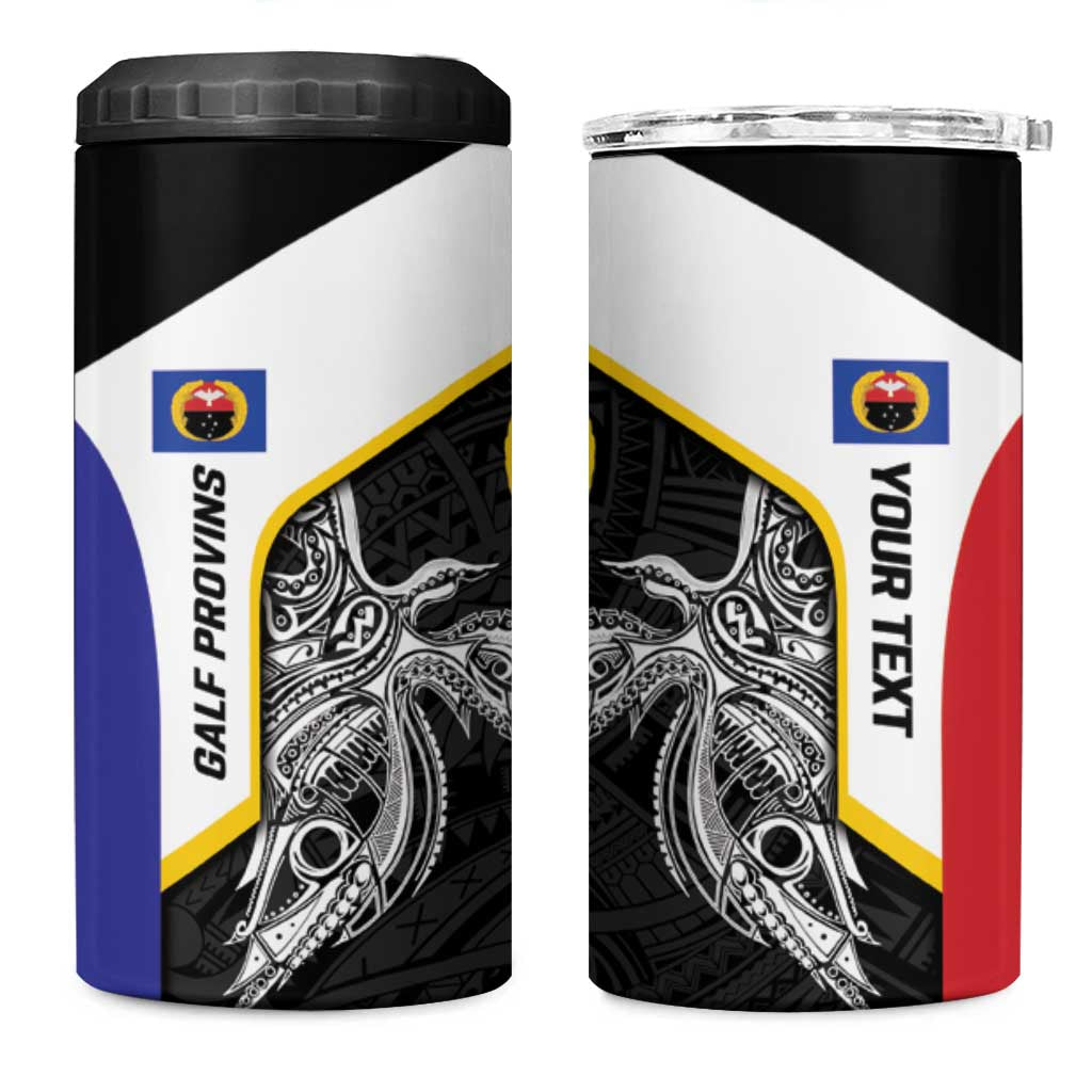Personalised PNG Gulf Province 4 in 1 Can Cooler Tumbler Bird of Paradise Tattoo Flag Motif LT9 One Size: 16 oz Black - Polynesian Pride