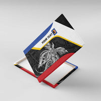 Personalised PNG Gulf Province Canvas Wall Art Bird of Paradise Tattoo Flag Motif LT9 With Frame Black - Polynesian Pride