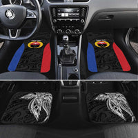 Personalised PNG Gulf Province Car Mats Bird of Paradise Tattoo Flag Motif LT9 Set 4pcs Black - Polynesian Pride