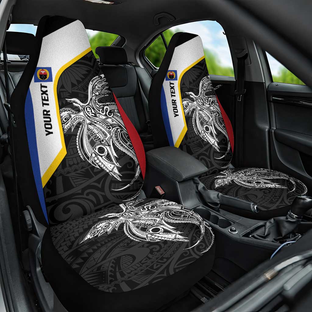 Personalised PNG Gulf Province Car Seat Cover Bird of Paradise Tattoo Flag Motif LT9 One Size Black - Polynesian Pride