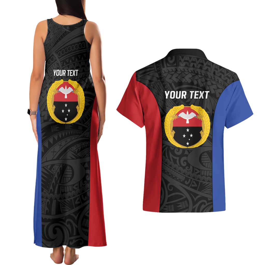 Personalised PNG Gulf Province Couples Matching Tank Maxi Dress and Hawaiian Shirt Bird of Paradise Tattoo Flag Motif LT9 - Polynesian Pride