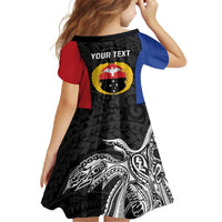 Personalised PNG Gulf Province Family Matching Off The Shoulder Long Sleeve Dress and Hawaiian Shirt Bird of Paradise Tattoo Flag Motif LT9 - Polynesian Pride