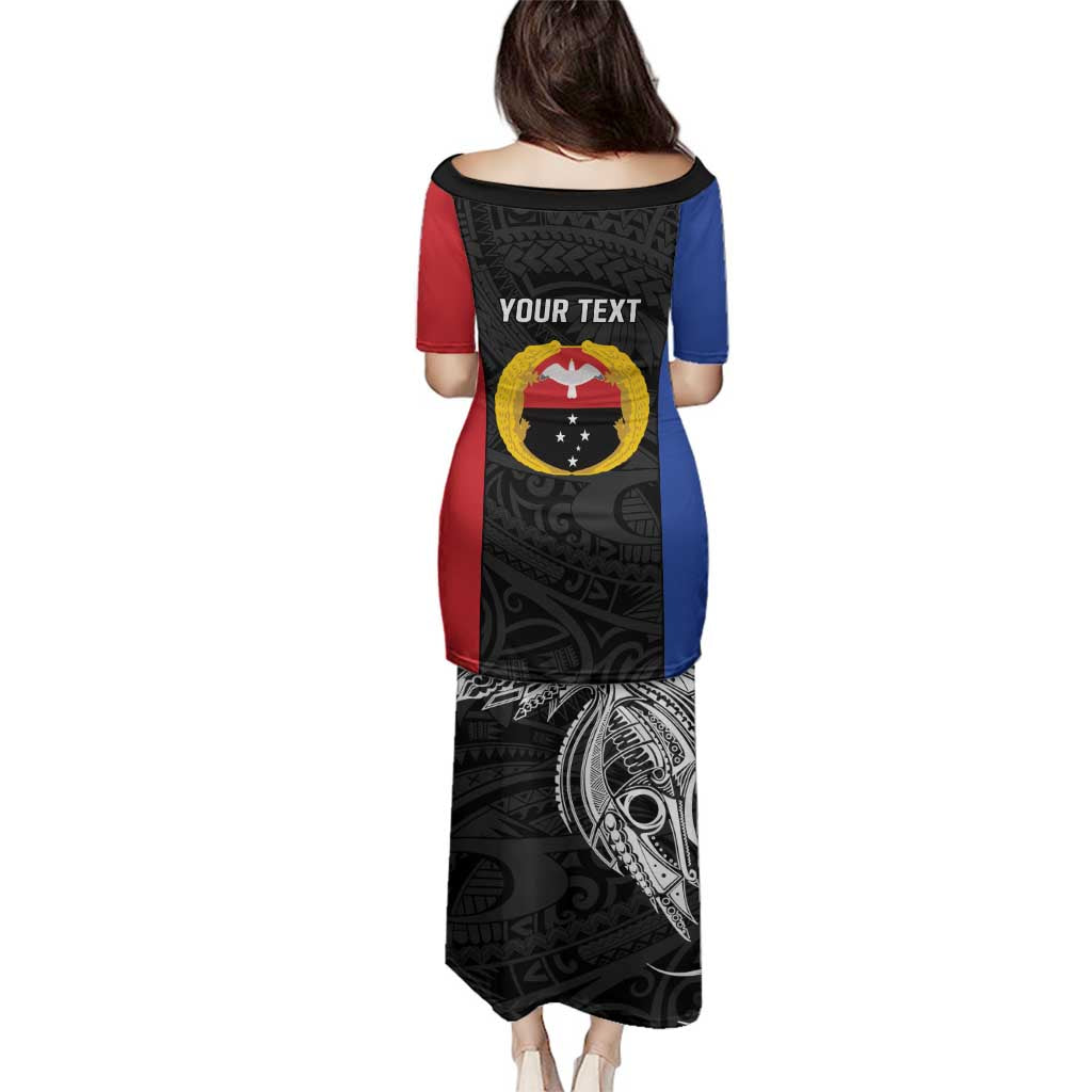 Personalised PNG Gulf Province Family Matching Puletasi and Hawaiian Shirt Bird of Paradise Tattoo Flag Motif LT9 - Polynesian Pride