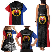 Personalised PNG Gulf Province Family Matching Tank Maxi Dress and Hawaiian Shirt Bird of Paradise Tattoo Flag Motif LT9 - Polynesian Pride